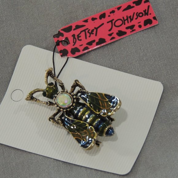 NWT Betsey Johnson Aurora Borealis Back Wasp Bee Brooch Pin - Picture 4 of 10